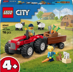 LEGO City - Tractor de ferma rosu cu remorca si oi (60461)