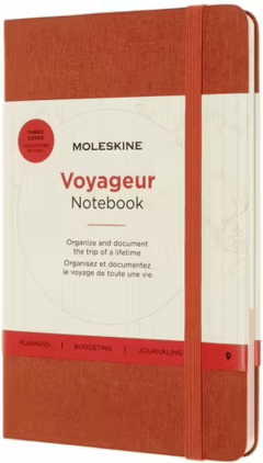 Carnet - Moleskine Voyageur - Fabric Hard Cover, Medium - Hibiscus Orange