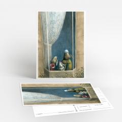 Carte postala - Iepuri la fereastra