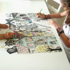 Plansa - Strada cu pisici + Set instrumente de colorat