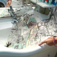 Plansa - Strada cu pisici + Set instrumente de colorat