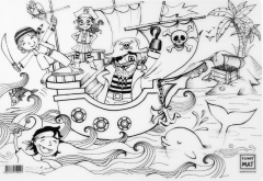 Plansa - Pirati + Set instrumente de colorat