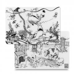 Plansa - Viata la ferma si Subacvatica + Set instrumente de colorat