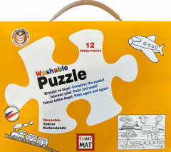 Plansa - Puzzle Vehicule, 12 piese + Set instrumente de colorat