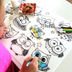 Plansa - Bufnitele haioase + Set instrumente de colorat