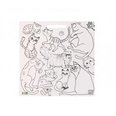 Plansa - Pisici + Set instrumente de colorat