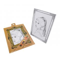 Plansa - Johannes Vermeer - Fata cu cercel de perla  + Set instrumente de colorat