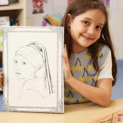 Plansa - Johannes Vermeer - Fata cu cercel de perla  + Set instrumente de colorat