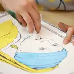 Plansa - Johannes Vermeer - Fata cu cercel de perla  + Set instrumente de colorat