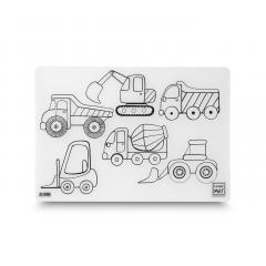 Plansa - Camioane de constructii + Set instrumente de colorat
