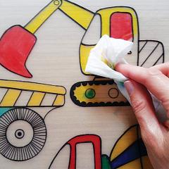 Plansa - Camioane de constructii + Set instrumente de colorat