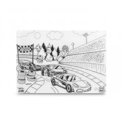 Plansa - Masini de curse + Set instrumente de colorat