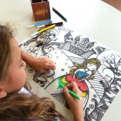 Plansa - Printul si Printesa + Set instrumente de colorat