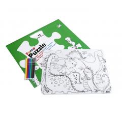 Plansa - Puzzle - Era Dinozaurilor, 12 piese + Set instrumente de colorat