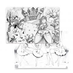 Plansa - Print, Printesa si dansatori + Set instrumente de colorat