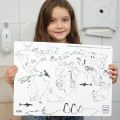 Plansa - Lumea Animalelor si Harta + Set instrumente de colorat