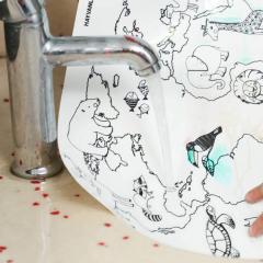 Plansa - Lumea Animalelor si Harta + Set instrumente de colorat