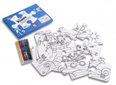 Plansa - Puzzle Insula piratilor + Set instrumente de colorat