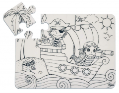 Plansa - Puzzle Insula piratilor + Set instrumente de colorat