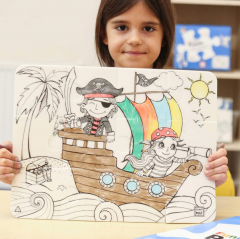 Plansa - Puzzle Insula piratilor + Set instrumente de colorat
