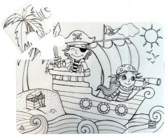 Plansa - Puzzle Insula piratilor + Set instrumente de colorat