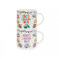 Set 2 cani Mum & Dad caravan stackmugs