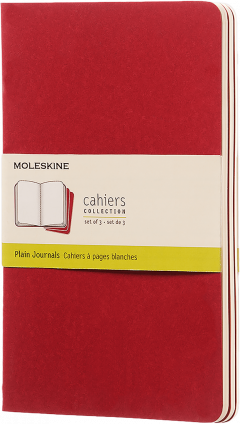 Set 3 caiete - Moleskine Cahier - Large, Plain - Red Cover