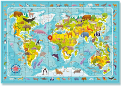 Puzzle 80 piese - Harta animalelor lumii