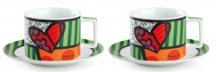Set 2 cesti cu farfurioara: Britto. Heart