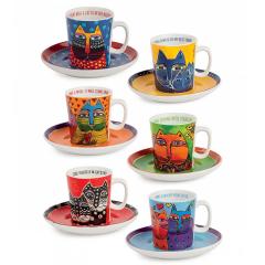 Set 6 cesti espresso - Pisici stilizate