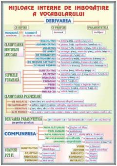 Verbul, flexiunea, diatezele / Mijloace interne de imbogatire a vocabularului - plansa cu sipci
