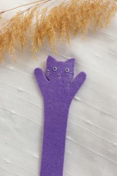 Semn de carte - Pisica castravete mov