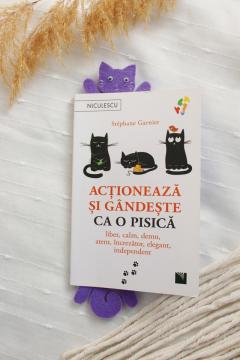 Semn de carte - Pisica castravete mov