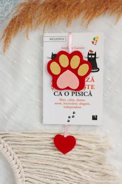 Semn de carte - Labuta de pisica cu iubire - Rosu