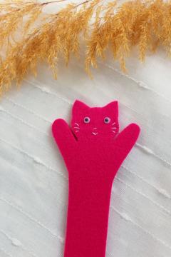 Semn de carte - Pisica castravete roz