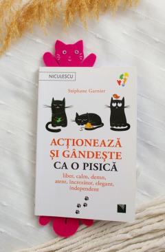 Semn de carte - Pisica castravete roz