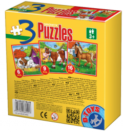 Set 3 puzzle-uri magnetice - Animale