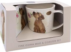 Set cana portelan cu suport - Dog with Rose