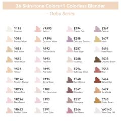 Set 36 markere - Ohuhu Dual Tips - Fine & Chisel - Skin Tones