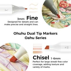 Set 36 markere - Ohuhu Dual Tips - Fine & Chisel - Skin Tones