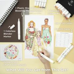 Set 36 markere - Ohuhu Dual Tips - Fine & Chisel - Skin Tones