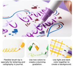 Set 24 markere - Ohuhu Dual Tips - Kumimi - Permanent, Multicolor