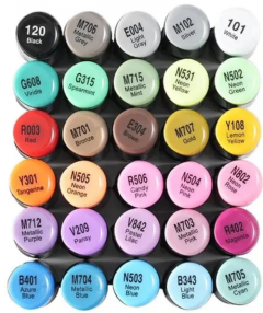 Set 30 markere acrilice - Ohuhu Dual Tips - Sticla, ceramica, hartie, panza