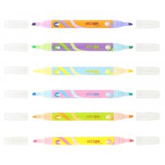 Set 6 markere evidentiatoare duble - 2 in 1 - Multicolor