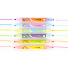 Set 6 markere evidentiatoare duble - 2 in 1 - Multicolor