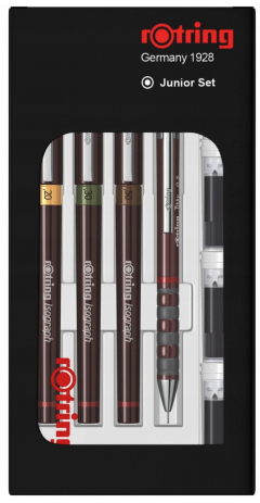 Set instrumente desen tehnic - Rotring Isograph Junior - Brown (0.20 / 0.30 / 0.50)