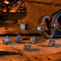 Set 7 zaruri - Runic - Albastru & Auriu