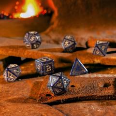 Set 7 zaruri - Runic - Albastru & Auriu
