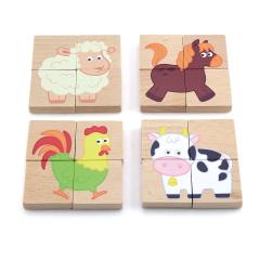 Puzzle magnetic din lemn, 32 piese - Animale