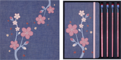 Set 2 carnete + 4 creioane - Moleskine Sakura - Lined + Plain, Hardcover, Large (With Box)